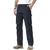 Plaid&Plain Men's Cargo Pants Loose Straight Fit with Multi-Pocket and Oversized Belt Loops