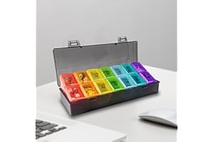 7 Day Medicine Container Box Large Pill Organizer 2 Times a Day Morning and Evening Weekly Travel Pill Box Daily Portable Dus