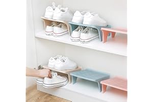 ASkinds 6 Pack Shoe Stacker Slots Space Saver, Double Layer Stack Shoe Racks, Increase Space by 200% Shoe Stackers for Home Closet Organization(Random Color)