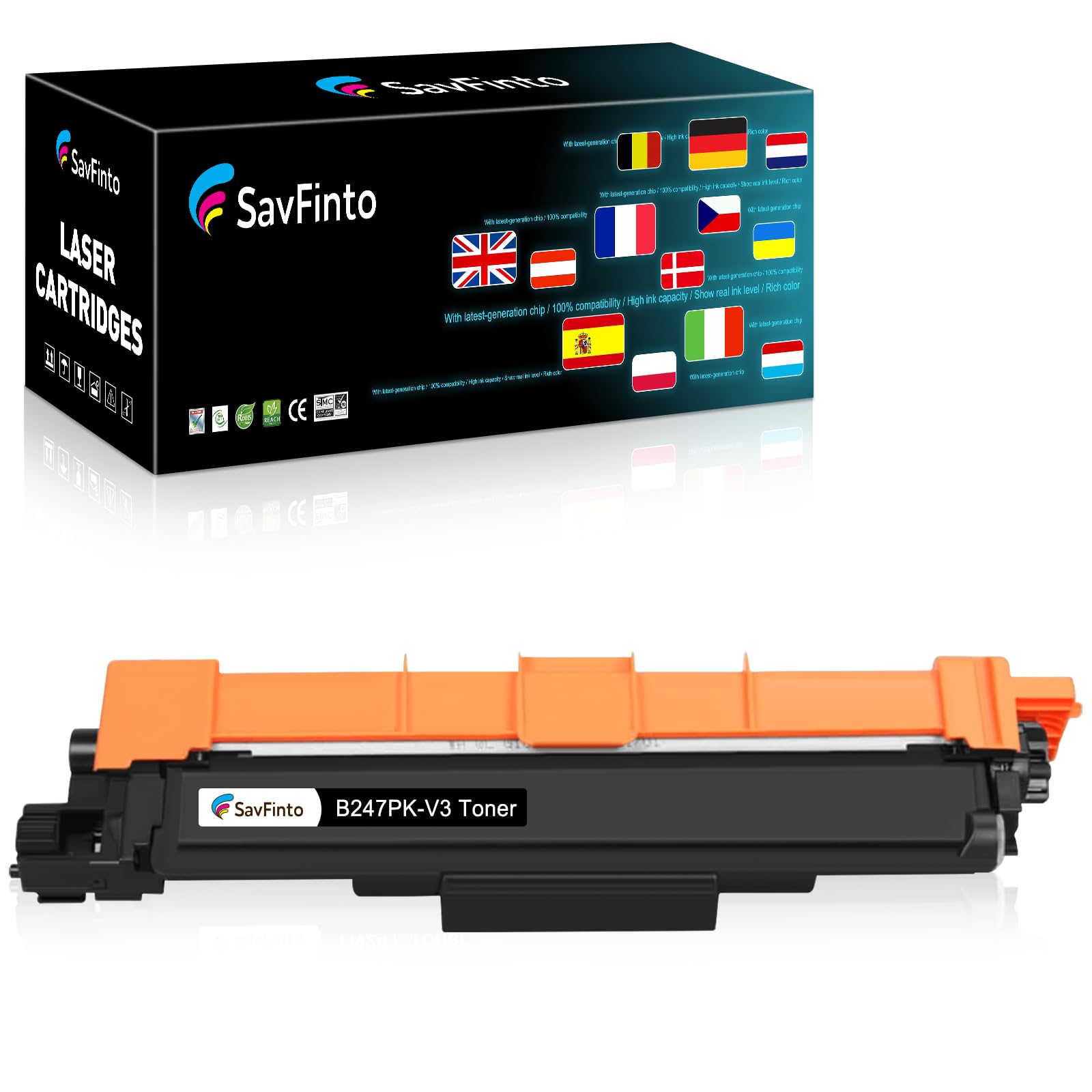 SavFinto TN247 Black Toner Compatible MFC-L3750CDW Replacement for Brother TN-247 TN-243 BK for MFC-L3750CDW MFC-L3770CDW DCP-L3550CDW DCP-L3510CDW HL-L3230CDW HL-L3210CW MFC-L3710CW — image 1