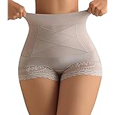 JUQDNX Tummy Control Shapewear for Women, High-Waisted Butt Lifter Briefs, Slimming Underwear Panties with Lace Trim
