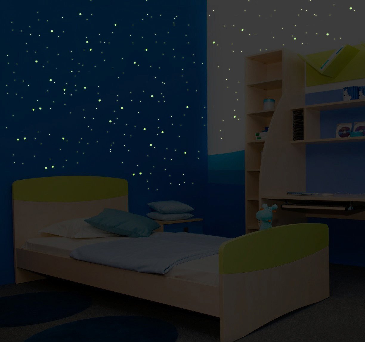 480 Glow in The Dark Stickers Space Milky Way – Fluorescent and Luminous Stickers Up to 5 Hours in a Row – Decoration for Baby and Children's Room – Pack of 480 Mini Stars and Planets