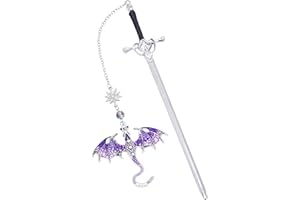 Berirexrion Fantasy Fourth Wing Bookmark - Cool Sward Dragon Book Mark Unique Vintage Tassel Metal Pendant Antique Silver Purple Page Markers Reading Lovers Women Men Teachers Birthday Christmas Gifts