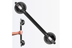 Daren Medical 19-Inch Shower Handle - Upgraded Grab Bar with Strong Suction Cups for Bathtub & Shower Safety, Ideal for Seniors, Elderly, Disabled - Black