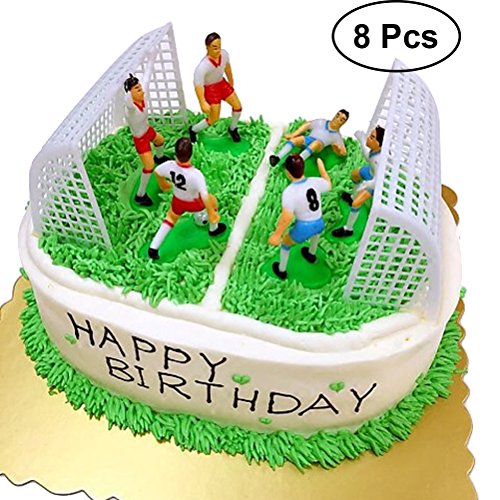 YeahiBaby Soccer Cake Decorations | Soccer Team Cake Topper Kit, Set of 8
