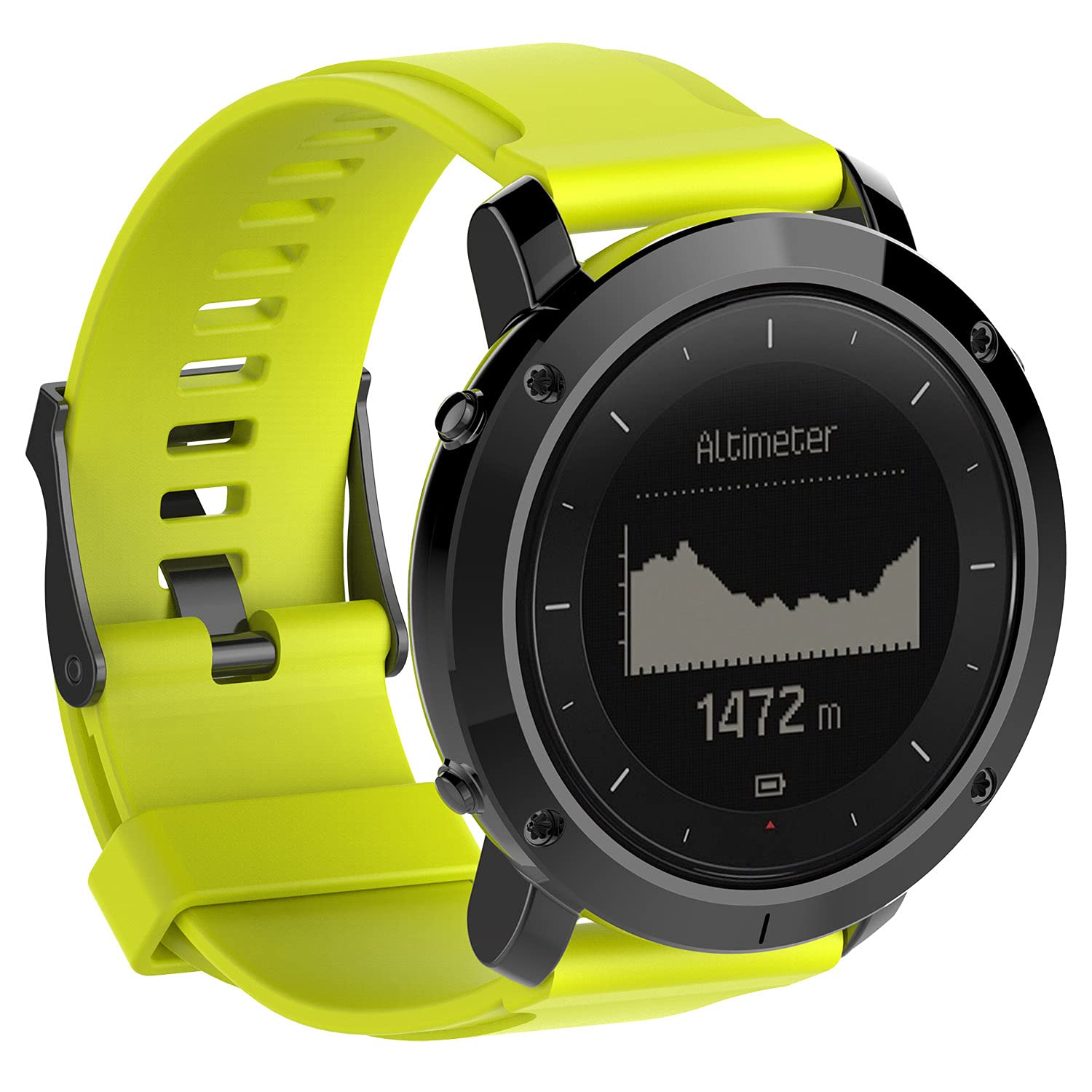 Chainfo Silicone Rubber Watch Strap with Buckle compatible with Suunto Traverse Band, Waterproof Replacement Band NO230327 (Lime)
