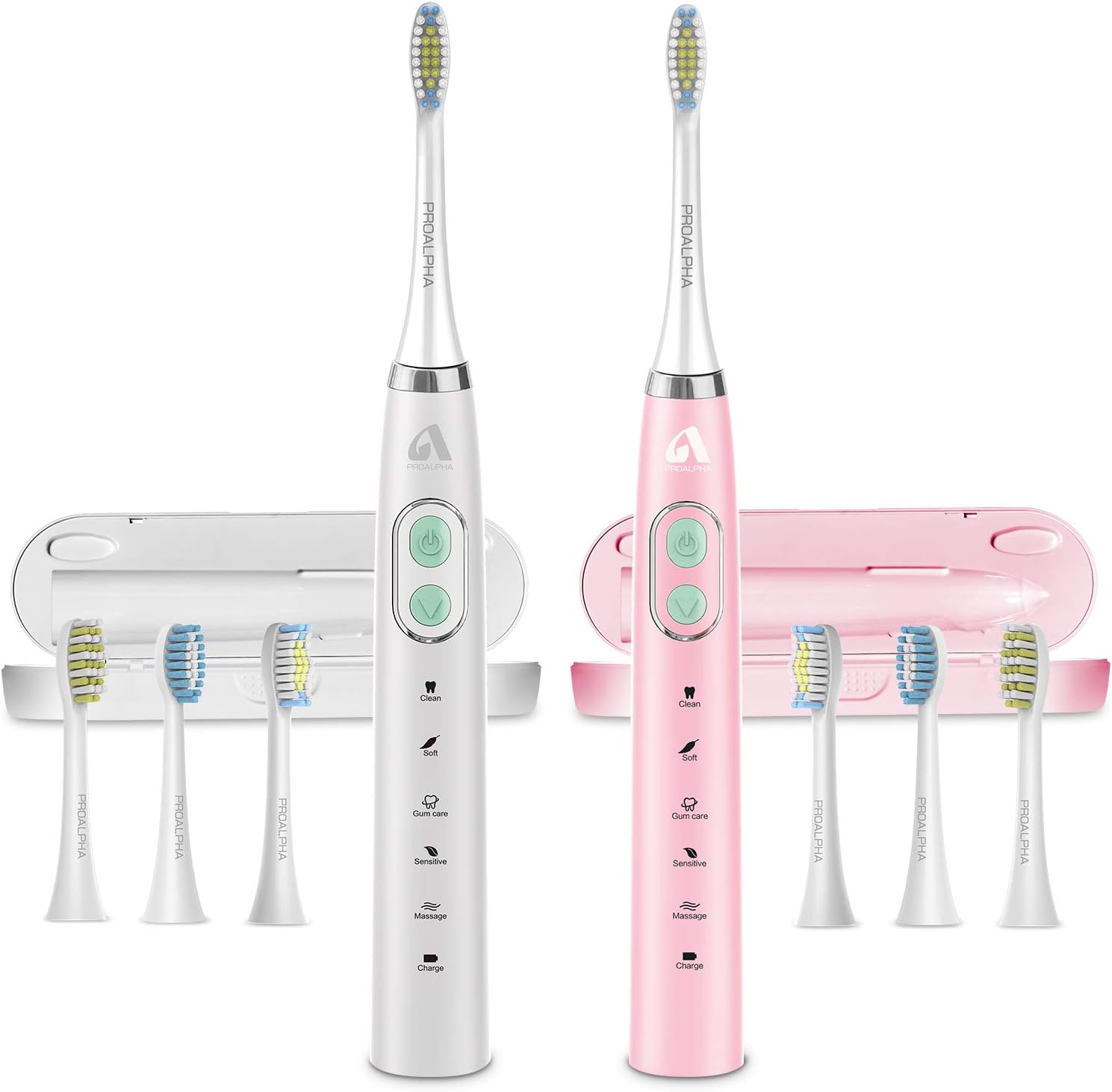 Rechargeable Dual Electric Travel Toothbrushes Set Teeth Whitening