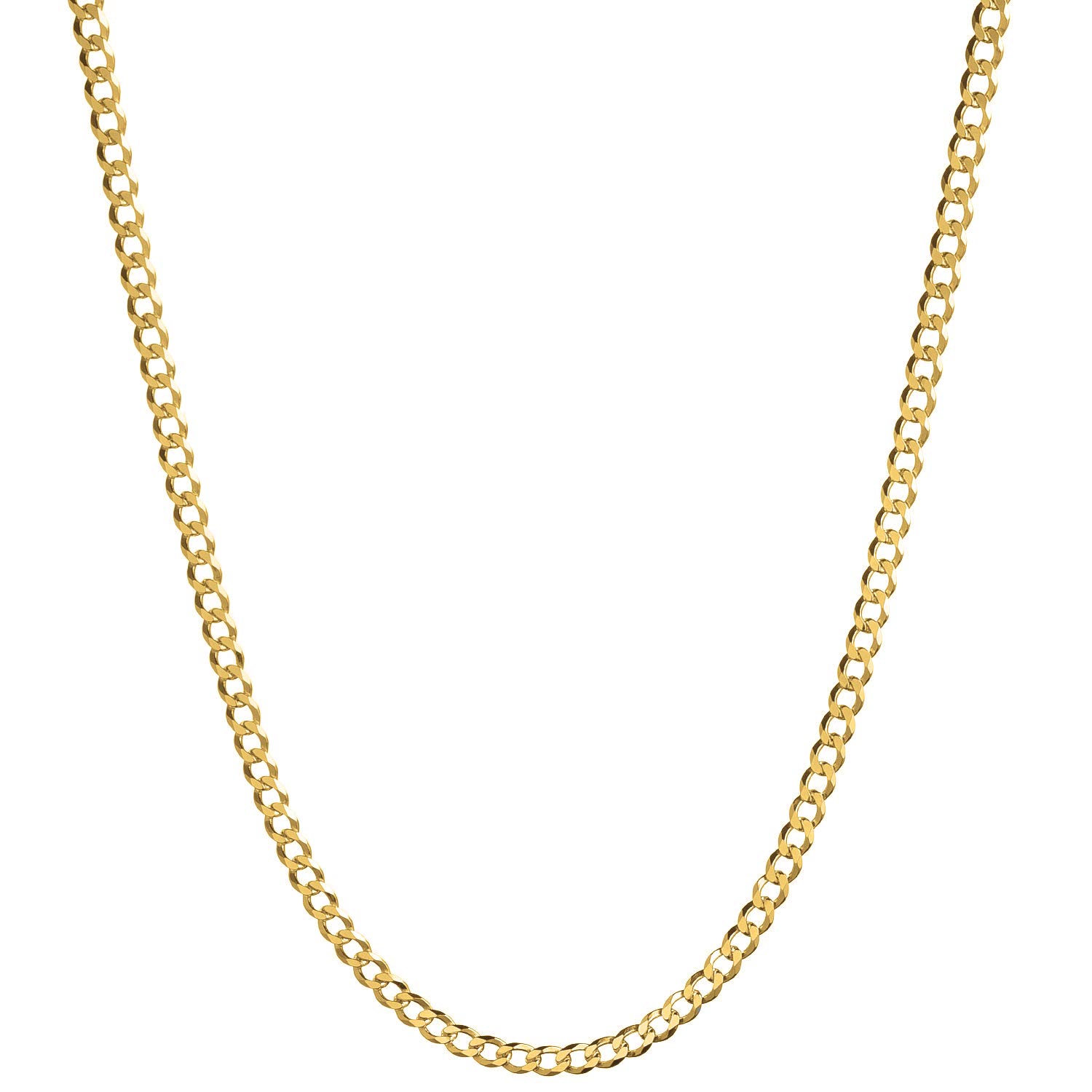 VONALA 3mm 925 Sterling Silver Cuban Curb Link Chain Necklace Silver Chain for Men Women Boys (Gold, 24)