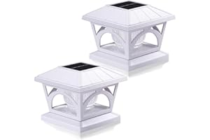 AEFRELEOHT Solar Post Cap Lights, 9 Colors to Choose, 20 Lumens, Warm White & RGB Automatic Cycling & Fixed RGB Color 3 Modes for 3.5x3.5 4x4 4.5x4.5 5x5 Wooden Posts Decoration, White (2 Pack)