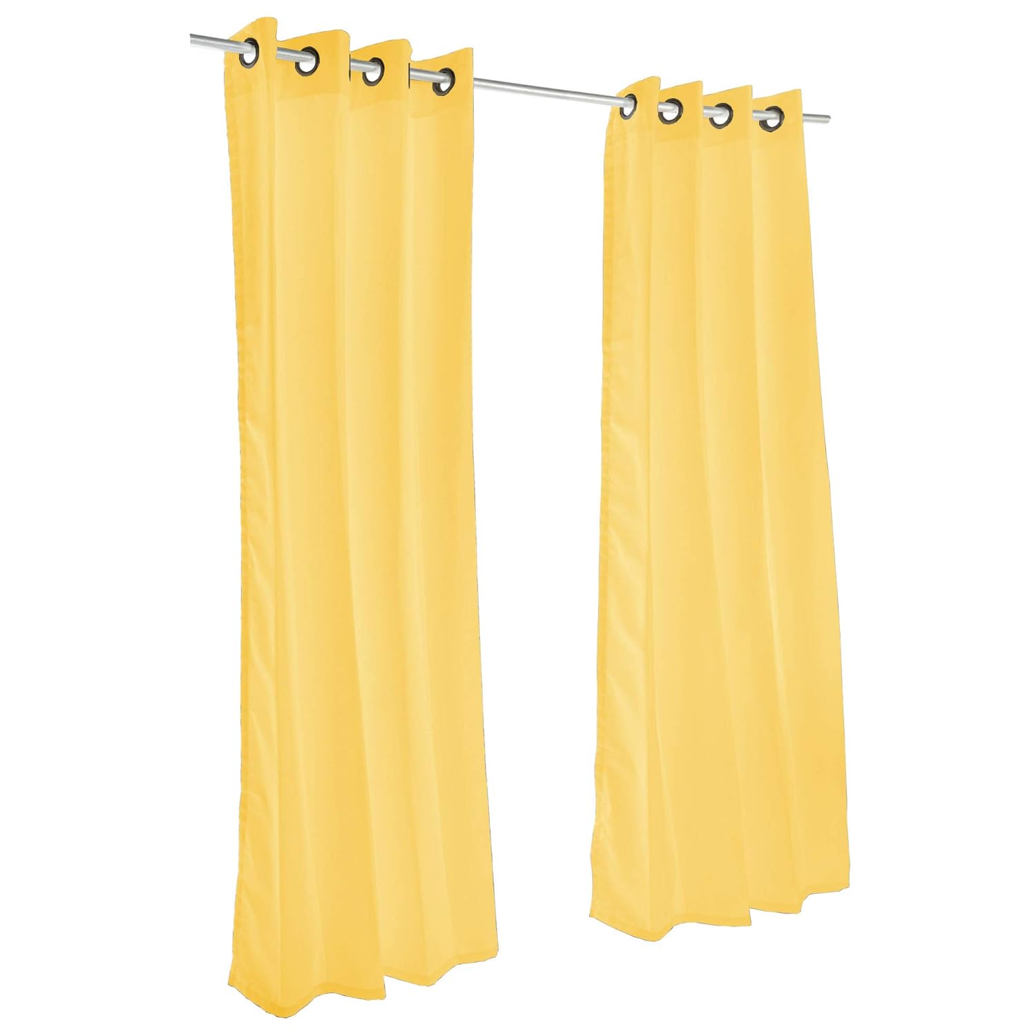 Sunbrella Canvas Brass Outdoor Curtain with Dark Gunmetal Grommets 50 in. Wide x 84 in. Long