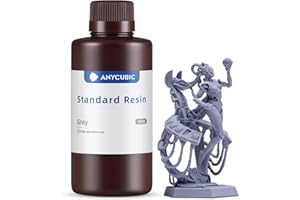 ANYCUBIC 3D Printer Resin, 405nm SLA UV-Curing Resin with High Precision and Quick Curing & Excellent Fluidity for LCD 3D Printing (Grey, 500g)