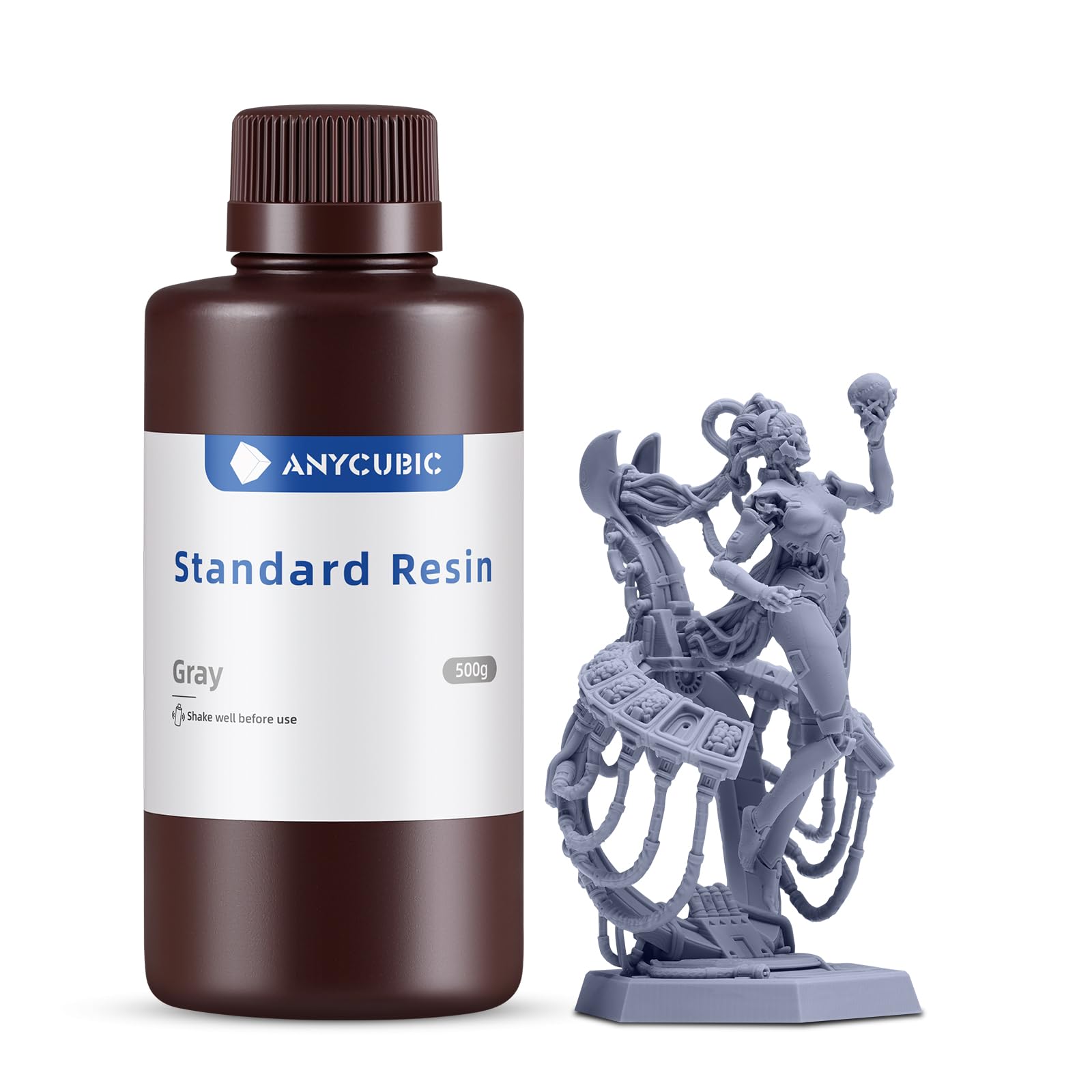 Resina para impresora 3D ANYCUBIC, resina de curado UV SLA de 405 nm con alta precisión, curado rápido y excelente fluidez para impresión 3D LCD (gris, 500 g)