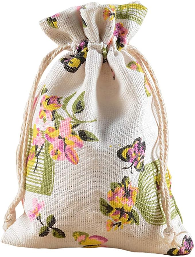 50 Pack Small Burlap Bags with Drawstring Gift Bags Jewelry Pouch for