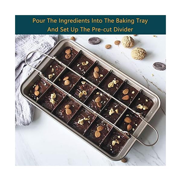 Blkthun-with-Dividers-Brownie-Pan-Non-Stick-Carbon-Steel-Bakeware-with-18-Pre-Slice-Oven-Baking-Tray-30-X-20-X-5-cm Blkthun Brownie BakingTray with Dividers Brownie Pan - Non-Stick Carbon Steel Bakeware with 18 Pre-Slice, Brownie Tin…