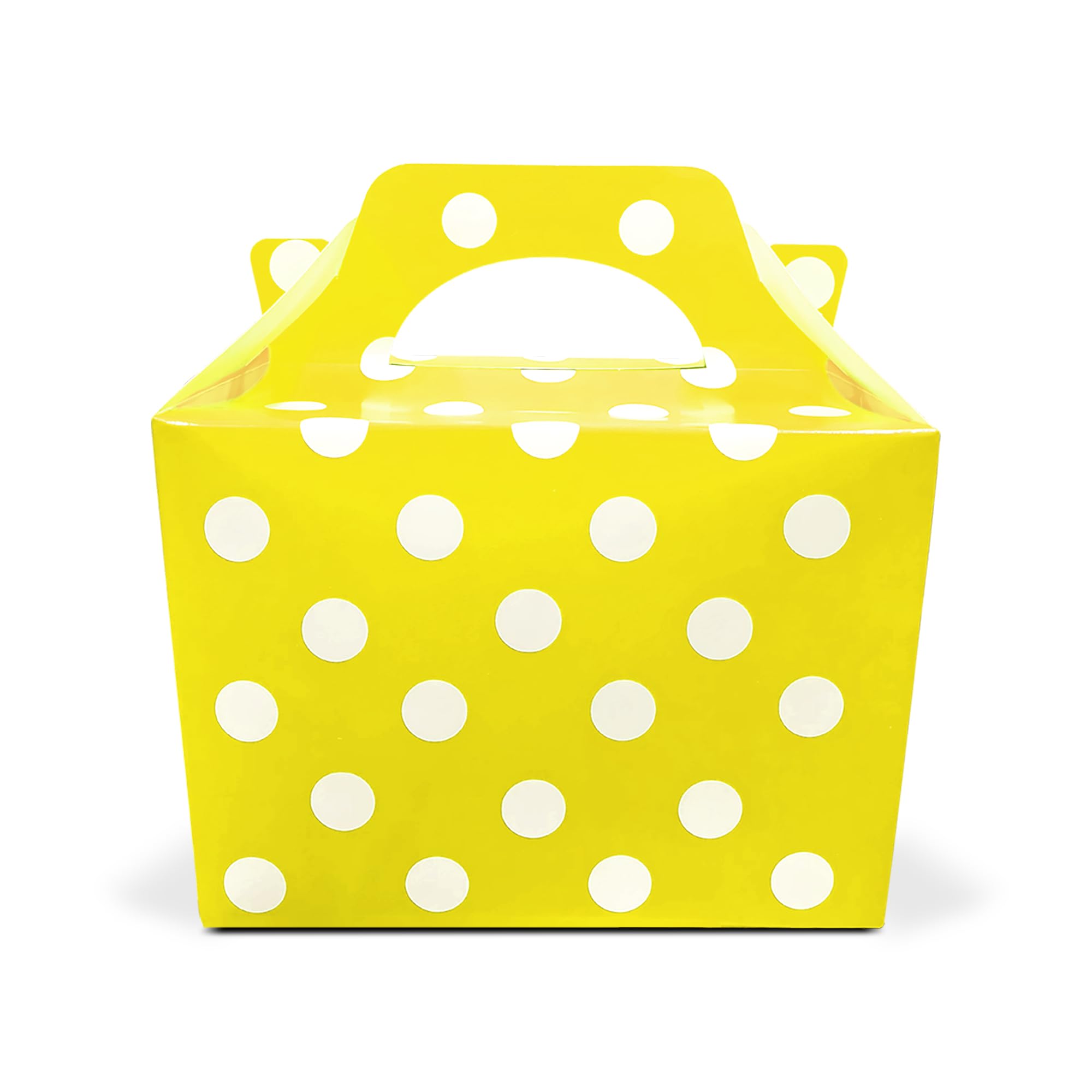 Lotus 50 x Polka Dots Spotty Design Children/Kids Party Boxes Carry Food Meal Fun Picnic Birthday Wedding Favour/Baby Shower Party Halloween Trick or Treat Box Loot Bag (Yellow)