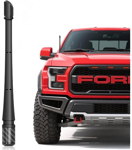 Motorinn Short 4 Inch Aluminum Antenna Mast For Ford F-150 2009-2023 - AM/FM, Black