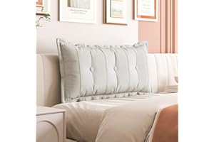 Daneey Headboard Pillow Twin Dorm Headboard Twin XL Soft Daybed Pillows Bolster Pillow for Bed & Couch Long Pillow for Bed Decorative, Removable Ivory Cover