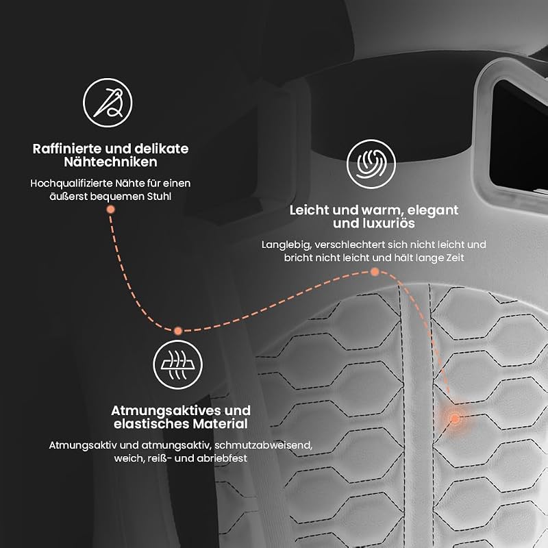 Gaming Stuhl, Ergonomischer Gaming-Stuhl mit Fußstütze, Racing Gaming Chair Kopfstütze Verstellbarer Computerstuhl Höhenverstellbar Lendenwirbelstütze für Homeoffice und Gaming Schwarz — Foto 8 von 8
