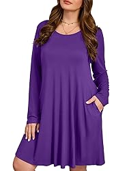 JollieLovin Women Long Sleeve Dress with Pockets