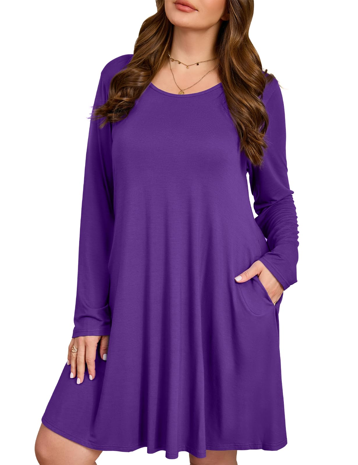 JollieLovin Women Long Sleeve Dress with Pockets