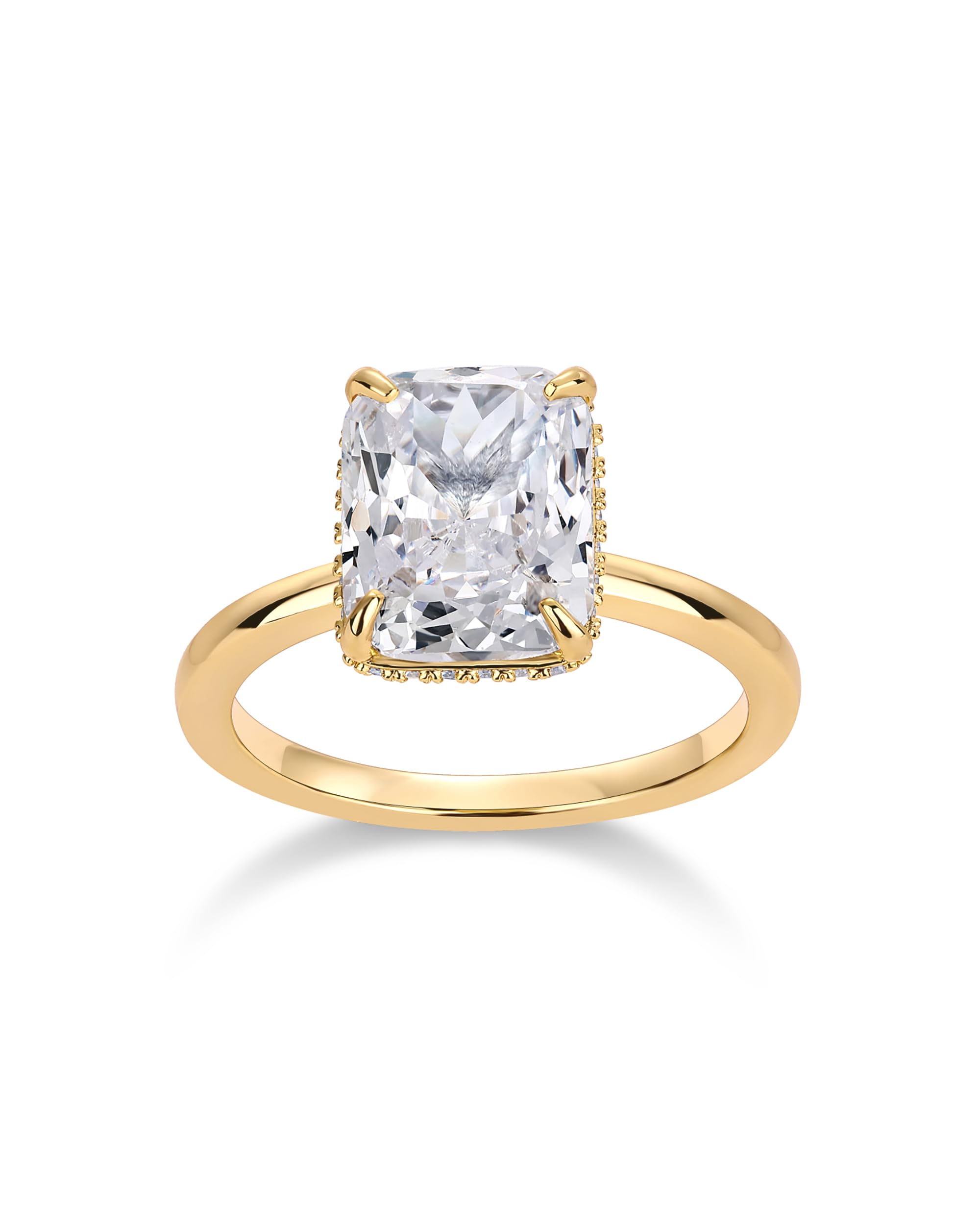 PAVOI 14K Yellow Gold Plated Radiant Cut Engagement