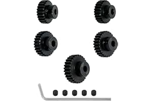 48P Pinion Gear Set,Maklavel 25T 26T 27T 28T 29T 48 Pitch Pinions Replacement Fit for 3.175mm Shaft Motor, 5PCS Chrome Steel Transmission Gears and Hexagonal Wrench for 1/8 1/10 RC Model Car Truck