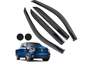 LETINGFAR Rain Guards for Dodge RAM 2009-2018 1500 Crew Cab, Tape-on Side Window Deflectors for Dodge Ram, Window Visors for Dodge Trucks,for Dodge Car Accessories 4 Rain Guards ＆ 2 Car Coasters