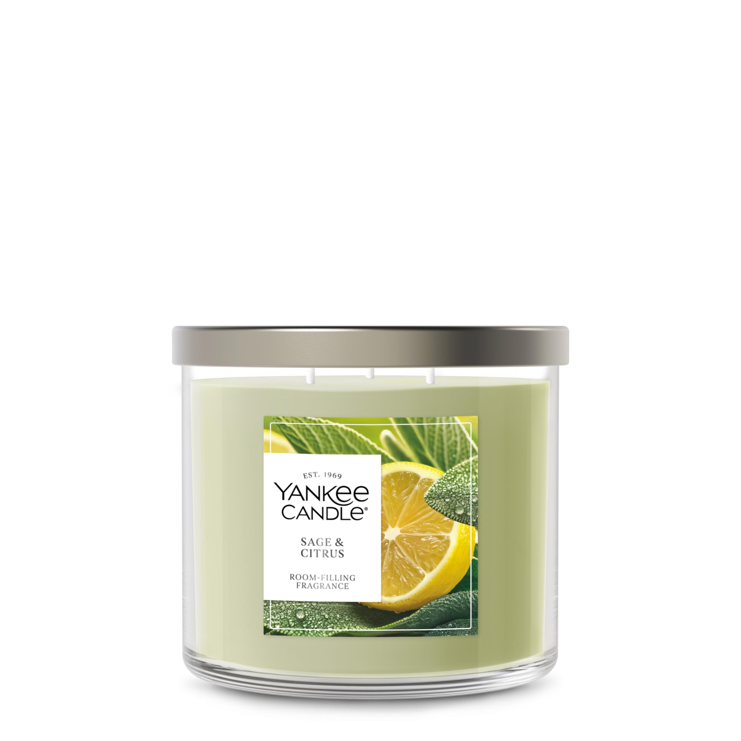 Photo 1 of Yankee Candle 3 Wick Candle Jar, Scented Candle with up to 40 Hours of Burn Time, Premium Plant Wax Blend for Consistent Long Lasting Scent from First to Last Burn, Sage & Citrus