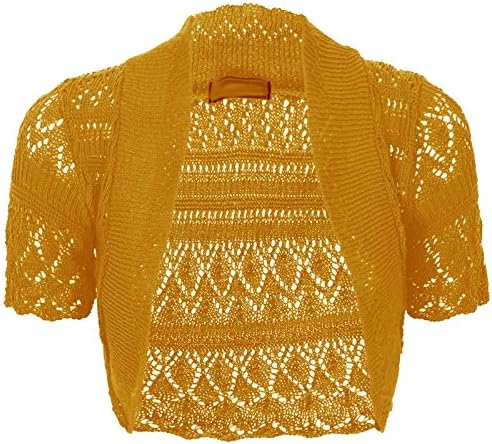 Thever Women Ladies Knitted Short Sleeve Crochet Shrug Bolero Cardigan SZ 8-26