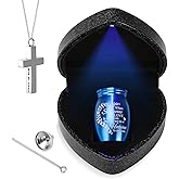Mini Urns for Human Ashes Keepsake with Heart Box, Urn Necklace and Funnel, Beautiful Memorial Gifts Small Cremation Urns That Holds Ashes of Loved One, Tiny Sharing Urns, Blue