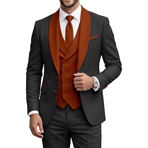 LAYEREDJPXZV Mens Tuxedo Suits Slim Fit 3 Piece Double Breasted Suit Men Shawl Lapel Men's Formal Suit for Wedding Prom