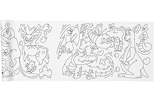 SUPVOX Animal Drawing Roll Paper: Wall-Safe Sticky Coloring Poster with Easy-Tear Line - 118" Large Self-Adhesive Graffiti Pa