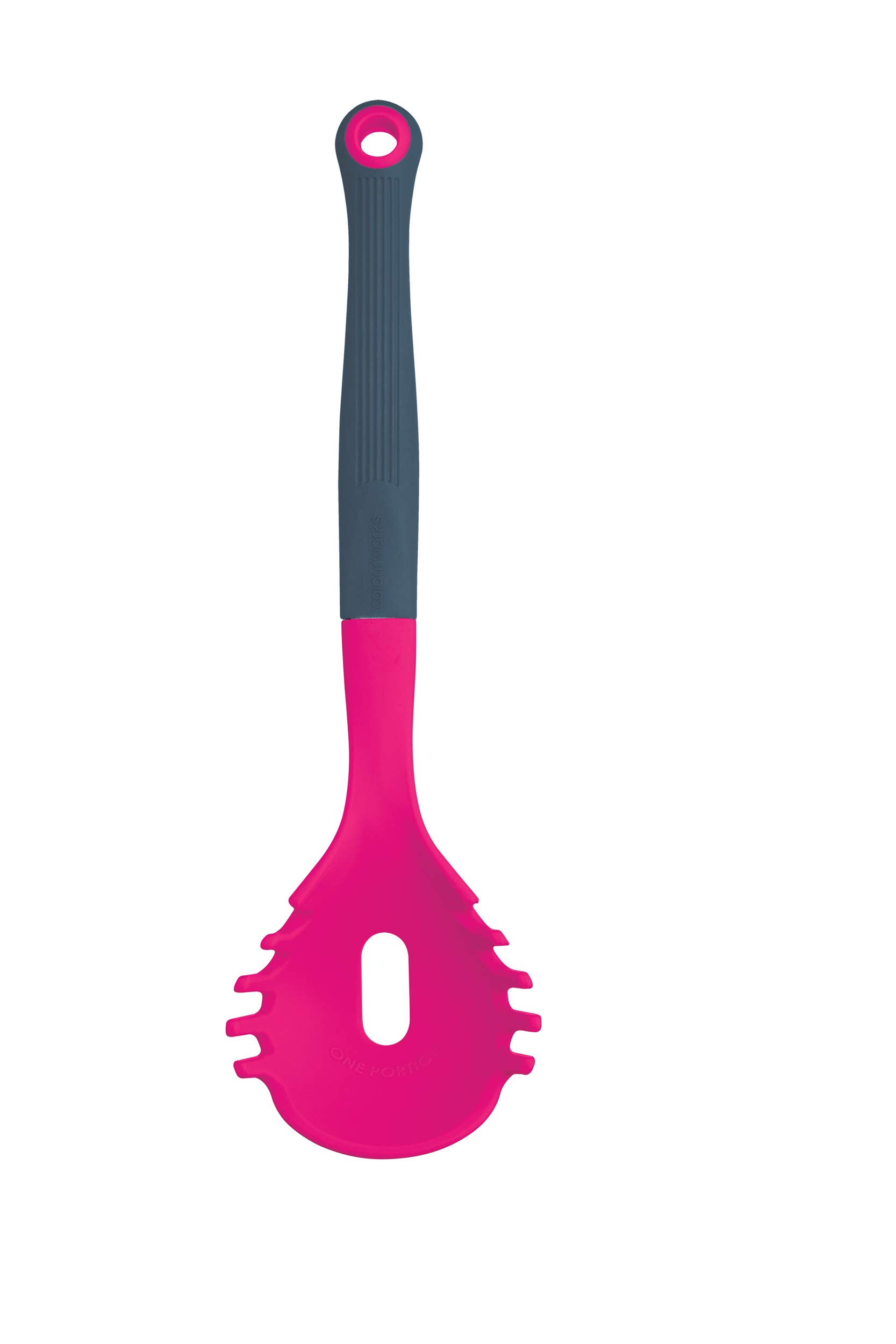 KitchenCraft Colourworks Multi Pasta Spoon / Spaghetti Measure Tool, Silicone, Raspberry, 28.5 cm