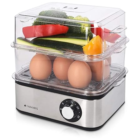 Navaris Hervidor de Huevos de Acero Inoxidable con Temporizador ...