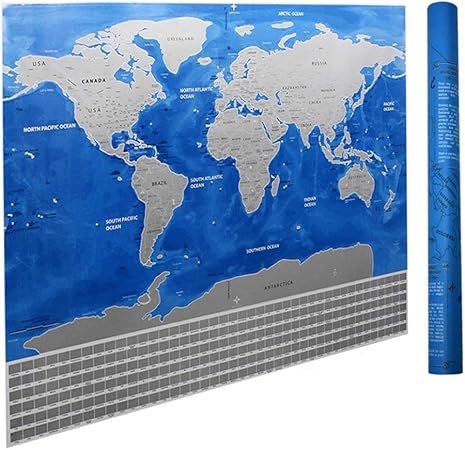 Gfjhgkyu Deluxe Carte Du Monde à Gratter Autocollant Pour