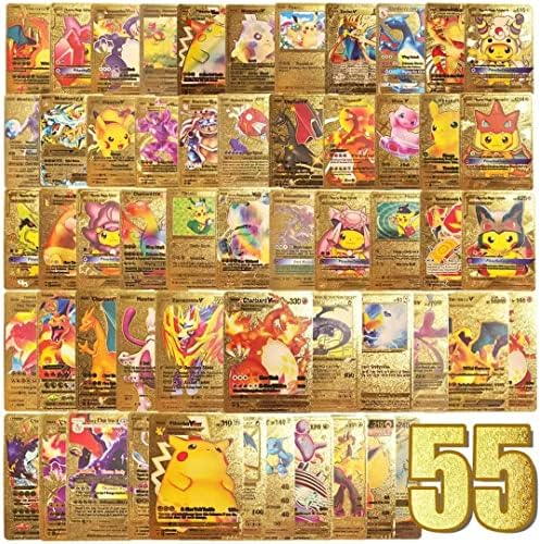 55-Pack Pokemon Card Foil Gold Pack Includes GX, Vmax, Charizard English TCG 55-Pack Pokemon Card Foil Gold Pack Includes GX, Vmax, Charizard English TCG