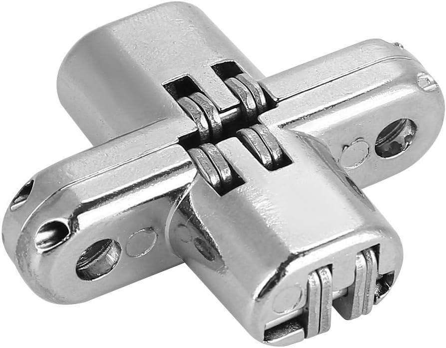 180 Degree Zinc Alloy Hidden Hinges Invisible Concealed Cross Door Hinge Easy Installation Furniture Cabinet Kit for Folding Doors Folding Tables (Small) - Image 3