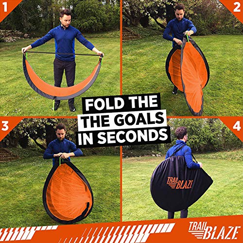 Trailblaze Pop Up Soccer Goals for Backyard - 2 Portable Soccer Nets for Backyard, 8 Disc Cones + Carry Case - Ideal Soccer Equipment for Training