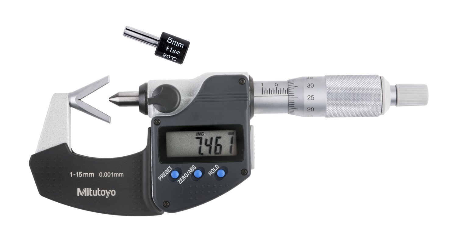 Mitutoyo 31425130 VM315MX VAnvil Micrometer with Relief, 3 Flute, 1