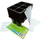 144 Cells Seedling Starter Trays, 10 Plant Labels and Quick Start Guide, MADE IN USA, Refill Kit, (2 Flats: 24 Trays; 6-cells Per Tray, MEDIUM Size); STAGE 1 by Coconut Oasis