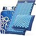 New Version Professional Acupressure Mat and Pillow Set From Organic Linen - Best Acupuncture Mat Gift - Back and Neck Pain Relief Reflexology Mat - for Women and Men - Stress and Muscle Relief (Blue)