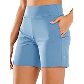 ALLZERO Feel Fit™ Women's Athletic Shorts 6" with Zip Pockets High Waisted Bermuda Shorts for Women - Loose Fit Leg Bottom