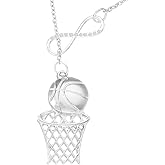 HUTIMY Basketball Necklace for Teen Women Basket ball Player Gifts from Coach Necklaces Basketball Items