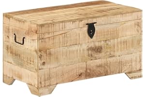 vidaXL Solid Mango Wood Storage Chest - Wooden Box Entryway Bench - Rustic Coffee/Couch/Side Table - Natural Finish
