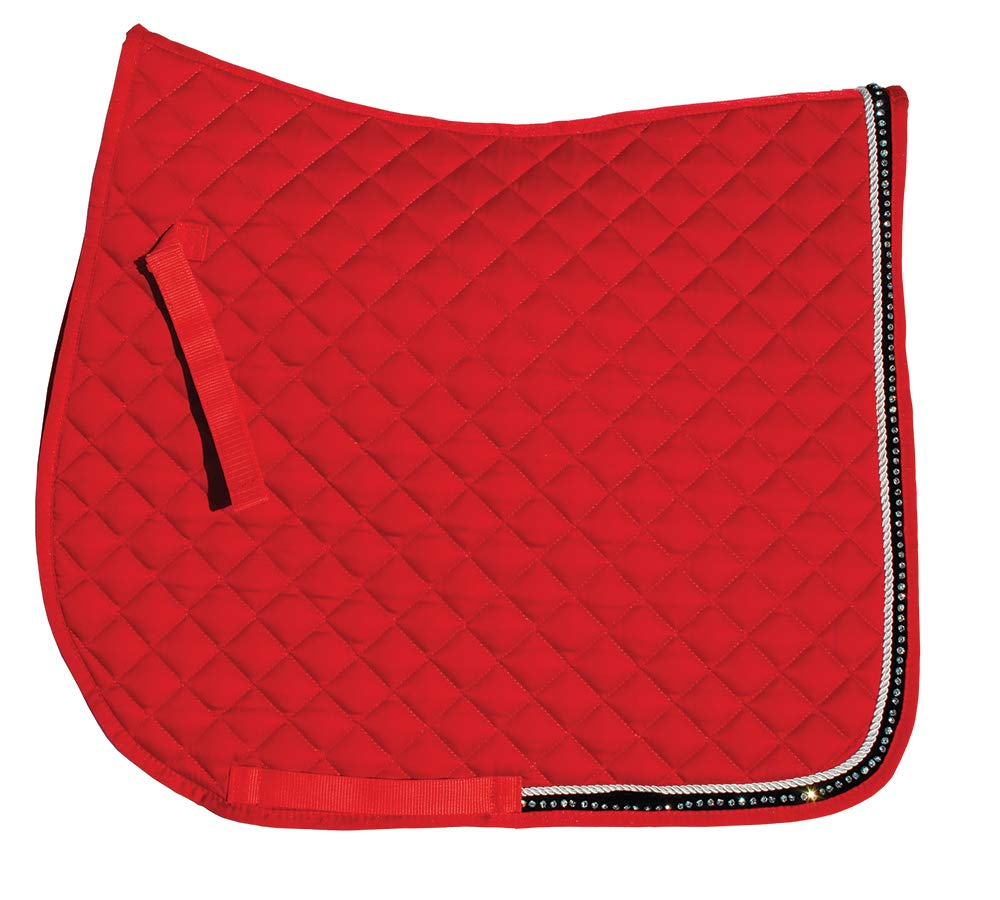Rhinegold Elite Diamante Trim Saddle Cloth-Full-Red