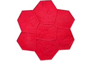 Original Random Stone Concrete Stamp Single by Walttools | Decorative Rock Tile Pattern, Sturdy Polyurethane Texturing Mat, Realistic Detail (Rigid/Red)