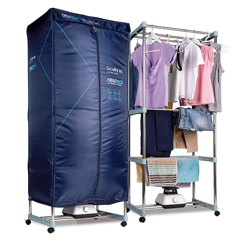 NEWTECK Secadora de Ropa Eléctrica Portátil Secadry XXL Secadora por Ventilación 1200W Gran Capacidad 15 Kg Temporizador 180 min 3 Niveles Silencioso Multifunción Secadora Armario Tendedero