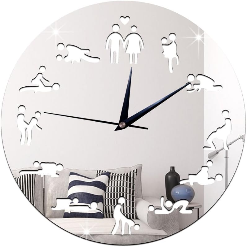 CutePaw 2018 New Coming 12" Round Quartz Movement Sexy Love Sexy Position Figures Home Room Decor Wall Clock