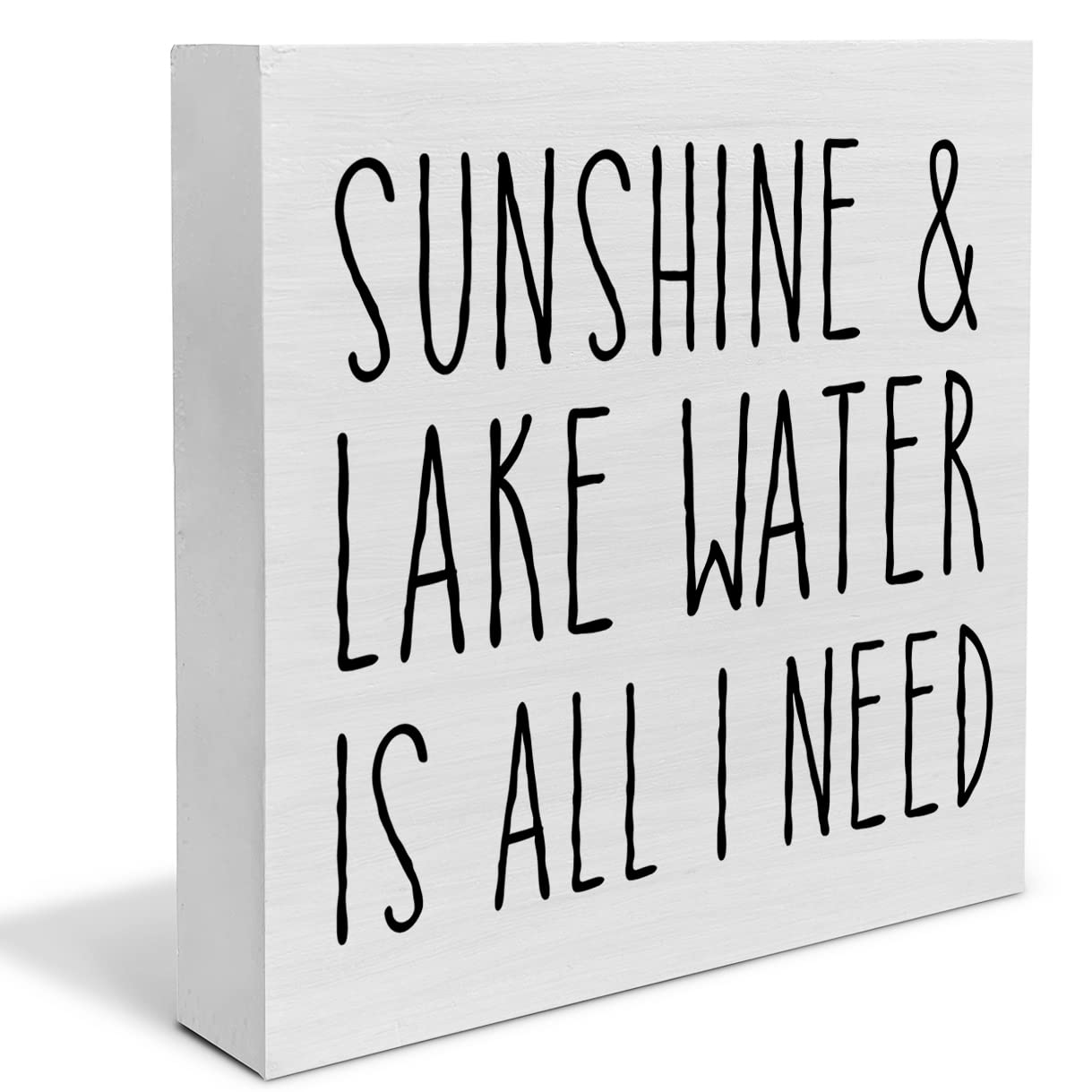 Photo 1 of Country Lake Themed Wood Box Sign Decor Desk Sign Sunshine and Lake Water is All I Need Wooden Box Block Sign Summer Rustic Home Shelf Wall Decoration