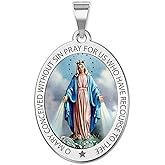 PicturesOnGold.com Miraculous Medal Oval Pendant in 10K/14K Yellow or White Gold & Sterling Silver - Unisex Christian Virgin Mary Pendant - Perfect for First Communion or Confirmation Gifts